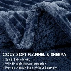 DAILYLIFE Electric Blanket, Heated Throw 50"x60", Cozy Soft Flannel & Sherpa, UL Certified, Fast Heating, 6 Heating Settings, Auto Shut Off, Machine Washable, Deep Blue -Electric Blankets Sales Store 51O5Z4095FL