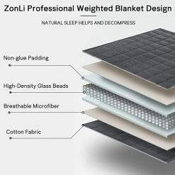 ZonLi Weighted Blanket (60''x80'', 25lbs, Queen Size, Dark Grey), Cooling Weighted Blanket For Adults And Kids, High Breathability Heavy Blanket, Soft Material With Premium Glass Beads -Electric Blankets Sales Store 51OSTBuOpvL