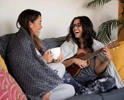 WEIGHTED EVOLUTION Weighted Blanket King Size 25 Pounds- With Removable Bamboo Minky Fleece Duvet Cover - 80x87- 100% Oeko TEX- Queen/King Size- Heavy Blanket For Adults- Gray Navy Blue Minky/grey Bamboo -Electric Blankets Sales Store 51OxE0NDn9L