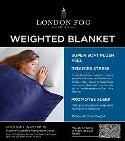 LONDON FOG Velvet 15 Lb Weighted Plush Blanket, Blue -Electric Blankets Sales Store 51OzcVrBxiL