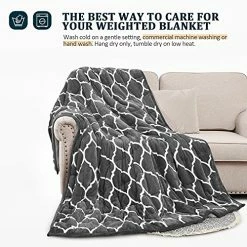 Reepow Sherpa Weighted Blanket Queen Size 60”×80” 15lbs, Warm Fuzzy Heavy Bed Blankets With Moroccan Pattern, Premium Gift And Prize Idea, Designed For 140-190 Lbs Adults - Grey -Electric Blankets Sales Store 51P2bdFRhtL