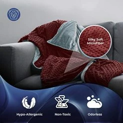 Roore Weighted Blanket (Red, 15 Lb 48"x72") Weighted Blanket With Plush Minky Removable Cover I Weighted With Premium Glass Beads I Adults From 125 To 175 Lb -Electric Blankets Sales Store 51PMomjOwjL