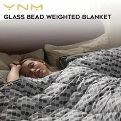 YnM Weighted Blanket — Heavy 100% Oeko-Tex Certified Cotton Material With Premium Glass Beads (Small Lattice Scroll, 60''x80'' 15lbs), Suit For One Person(~140lb) Use On Queen/King Bed -Electric Blankets Sales Store 51PoP3SQxBL