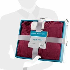 Comfort Spaces Glimmersoft Plush To Sherpa Pocket Hooded Angel Wrap Ultra Soft Wearable Poncho Blanket Throw, 58"x72", Red -Electric Blankets Sales Store 51PwykX3vkL