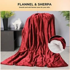 TLGREEN Electric Heated Blanket Throw 50”x 60”, Flannel & Sherpa Electric Blanket Heated Throw With 6 Heating Levels, 3 Hours Auto-Off, Machine Washable, Fast Heating Blanket, ETL & UL Certified, Red -Electric Blankets Sales Store 51Px4Q1PFEL