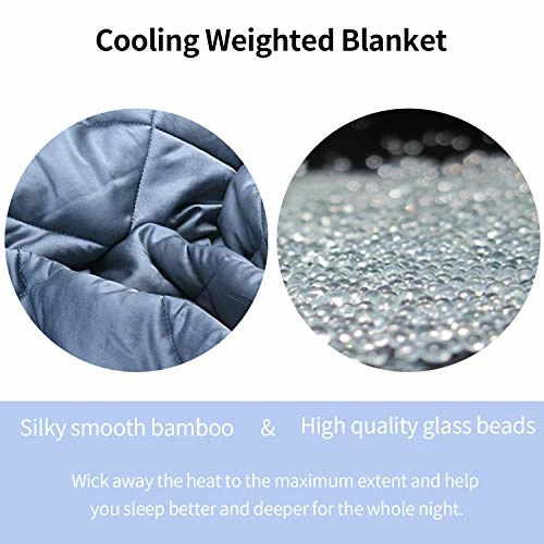 YOLIPULI Weighted Blanket Adult Kids 15 Lbs | 100% Bamboo Fabric | Twin Size | 48" X 72" Luxury Silky Heavy Blanket | Filled With Premium Glass Beads, Navy Blue 4 YOLIPULI Weighted Blanket Adult Kids 15 Lbs | 100% Bamboo Fabric | Twin Size | 48" X 72" Luxury Silky Heavy Blanket | Filled With Premium Glass Beads, Navy Blue - Image 2