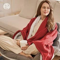 Warm Storm Heated Throw Blanket,Ultra Soft Red Polar Fleece & Sherpa Electric Blanket With Fast Heating 5 Heat Settings,4 Hours Auto Off,Washable,50 X 60 Inch