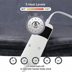 CYMULA Heated Blanket, Electric Throw Blanket, Heating Blanket Throw Size, Electric Blanket With 10 Heating Levels & 8 Hours Auto Off, Machine Washable, ETL Certified, Dark Grey 50"x60" Navy -Electric Blankets Sales Store 51QcvavCZSL