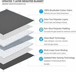 Sunolga Weighted Blanket King Size Oeko-Tex Certified (20 Lbs, 88 X 104 Inch) 100% Cotton Material With Premium Glass Beads Perfect For Couples Use On Queen/King Bed -Electric Blankets Sales Store 51RD7kTs1LL