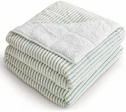 Uttermara Sherpa Fleece Weighted Blanket For Adults, 15lbs Striped Fuzzy Bed Blanket, Ultra Cozy Sherpa And Super Soft Flannel Throw Twin Full Size Blanket For Sofa Bed, 48 X 72 Inches, Avocado Green -Electric Blankets Sales Store 51RXqFy4TOL. AC