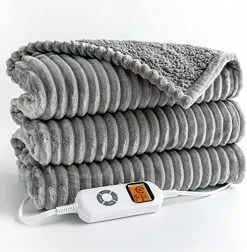 Uttermara Electric Blanket Twin Size 62x84 Inches - Soft Warm Sherpa Heated Blanket, 10 Heating Levels Fast Heating Blanket With 12hrs Auto-Off Timer, Ribbed Fleece Full Body Warming Blanket, Grey -Electric Blankets Sales Store 51RreRQNaTL. AC