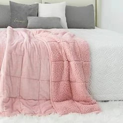 Weighted Blanket Kivik Sherpa Fleece Weighted Blanket 15 Lbs For Adult, Soft Plush Flannel Bed Blanket,Fluffy Cosy Heavy Blanket Warm Thick,Dual Side Baby Pink 60"x80" -Electric Blankets Sales Store 51RvapjgRnS. AC 1