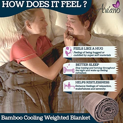 Aviano Premium Bamboo Cooling Weighted Blanket For Adults Or Couples - 30 Lbs (Taupe Gray) For King Size Bed (80x87 In.) - Heavy Blankets For Restlessness 4 Aviano Premium Bamboo Cooling Weighted Blanket For Adults Or Couples - 30 Lbs (Taupe Gray) For King Size Bed (80x87 In.) - Heavy Blankets For Restlessness - Image 2