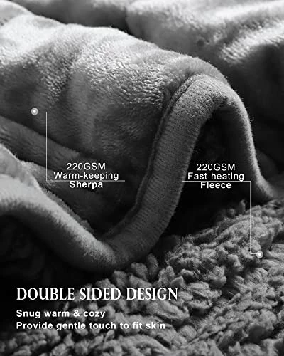 Heated Weighted Blanket, Cottonblue Sherpa Fleece Electric Throw Blanket 15 Lbs For Adult, Fast Heating Blanket Twin-Size With 10 Heating Levels 1-10 Hours Timer Auto Off, 48 X 72 Inches, Grey 7 Heated Weighted Blanket, Cottonblue Sherpa Fleece Electric Throw Blanket 15 Lbs For Adult, Fast Heating Blanket Twin-Size With 10 Heating Levels 1-10 Hours Timer Auto Off, 48 X 72 Inches, Grey - Image 5