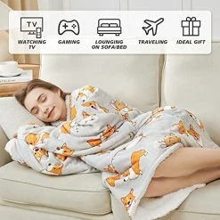 Homemate Wearable Blanket Hoodie, Cute And Funny Patterns Oversized Hoodie Sweatshirt Blanket For Adults Women Men，Cozy，Warm，Fuzzy Hoodie Blanket Leopard -Electric Blankets Sales Store 51SSNg9uPeL