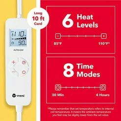 Vremi Electric Blanket With Dedicated Foot Warming Pockets - 50” X 60” Flannel Fleece Throw Heated Blanket With 6 Heat Levels, 8 Time Modes, Backlit Remote, And Overheat Protection -Electric Blankets Sales Store 51TeaKXcMrL