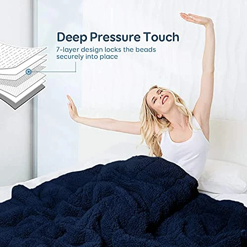 Coolplus Sherpa Weighted Blanket 15 Lbs, Soft And Warm Dual Sided Heavy Throw Blankets For Adult Twin / Full Size Bed Sleeping, Snapping And Snugging, 48 X 72 Inches, Navy Blue 4 Coolplus Sherpa Weighted Blanket 15 Lbs, Soft And Warm Dual Sided Heavy Throw Blankets For Adult Twin / Full Size Bed Sleeping, Snapping And Snugging, 48 X 72 Inches, Navy Blue - Image 2
