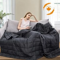 Maple Down Weighted Blanket 20 Lbs | For Adult & Kids | Queen Size | 100% Cotton Material With Glass Beads | Bedroom & Living Room | 180lbs-210lbs( Dark Gray 60”x80” ) -Electric Blankets Sales Store 51UNZoKzYTL. AC 6