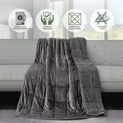 Stiio Weighted Blanket 15 Pounds Twin Size, Sherpa Fleece Weighted Blanket For Adult 48 X 72 Inches, Soft Plush Fuzzy Bed Blanket Dual Sided Cozy Warm Throw Blanket For Sofa Bed, Grey -Electric Blankets Sales Store 51UWfh2C93L