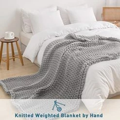 Weighted Idea Chunky Knit Weighted Blanket Twin Size Cooling For Adults (48”x72'' , 12lbs, Light Grey) Handmade Large Soft Throw Blanket Cozy, Best Gift For Friends 8 Weighted Idea Chunky Knit Weighted Blanket Twin Size Cooling For Adults (48”x72'' , 12lbs, Light Grey) Handmade Large Soft Throw Blanket Cozy, Best Gift For Friends -Electric Blankets Sales Store 51UwvIzAm9L