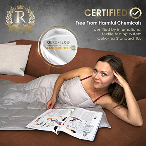 Royal Therapy Weighted Blanket - Heavy 100% Cotton Blankets With Premium Glass Beads (60''x80'' 20lbs, French Grey), Suitable For One Person (~200lb) - Use On Queen/King Bed 7 Royal Therapy Weighted Blanket - Heavy 100% Cotton Blankets With Premium Glass Beads (60''x80'' 20lbs, French Grey), Suitable For One Person (~200lb) - Use On Queen/King Bed - Image 5