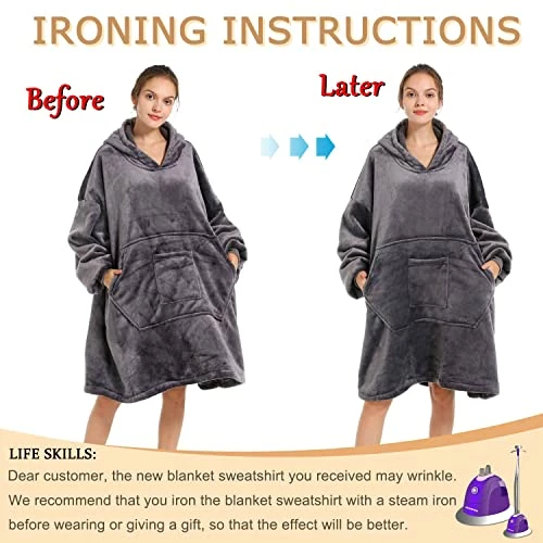 Blanket Hoodie Sweatshirt, Wearable Blanket Oversized Sherpa With Sleeves And Giant Pocket, Cozy Hoodie Warm For Adult Kids White 6 Blanket Hoodie Sweatshirt, Wearable Blanket Oversized Sherpa With Sleeves And Giant Pocket, Cozy Hoodie Warm For Adult Kids White - Image 4