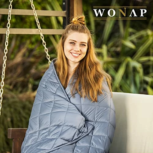 WONAP Bamboo Weighted Blanket | 100% Natural Bamboo Cooling With Premium Glass Beads | 15 Lbs | 60"x80" Queen Size | For Adult And Kids | Heavy Blanket | Folkstone Grey 5 WONAP Bamboo Weighted Blanket | 100% Natural Bamboo Cooling With Premium Glass Beads | 15 Lbs | 60"x80" Queen Size | For Adult And Kids | Heavy Blanket | Folkstone Grey - Image 3