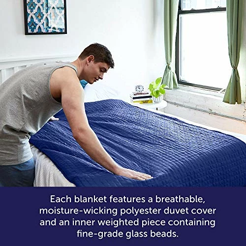 Gravity Blanket Cooling Weighted Blanket For Adults, 20 Lbs Navy 48"x72" Twin/Throw, Original Weighted Blanket For Sleep, Cotton Made Blanket With Washable Microfiber Duvet Cover & Zipper Fastening 5 Gravity Blanket Cooling Weighted Blanket For Adults, 20 Lbs Navy 48"x72" Twin/Throw, Original Weighted Blanket For Sleep, Cotton Made Blanket With Washable Microfiber Duvet Cover & Zipper Fastening - Image 3