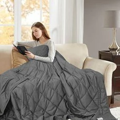 GOHOME King Size Weighted Blanket (35lbs, 88" X 104") Heavy Blanket With 100% Soft Cotton And Glass Beads For Adults And Couples, Dark Grey -Electric Blankets Sales Store 51WnEpwenQL