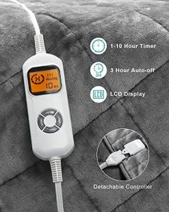 Heated Weighted Blanket, Cottonblue Sherpa Fleece Electric Throw Blanket 15 Lbs For Adult, Fast Heating Blanket Twin-Size With 10 Heating Levels 1-10 Hours Timer Auto Off, 48 X 72 Inches, Grey 13 Heated Weighted Blanket, Cottonblue Sherpa Fleece Electric Throw Blanket 15 Lbs For Adult, Fast Heating Blanket Twin-Size With 10 Heating Levels 1-10 Hours Timer Auto Off, 48 X 72 Inches, Grey -Electric Blankets Sales Store 51Wqwo1cZYL