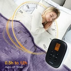 [5 Year Warranty] WOOMER Electric Heated Throw Blanket, Soft Flannel Fast Heating Blanket With Multi-Color Option, Queen Size 84"x 90", 10 Heating Levels & 0.5-12H Auto Off, Over-Heat Protection Purple -Electric Blankets Sales Store 51WtFxvdHnL
