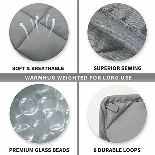 WarmHug Weighted Blanket For Kids And Adults 15 Lbs 48" X 72" - Cooling Breathable Heavy Blanket With Premium Glass Beads, Grey 6 WarmHug Weighted Blanket For Kids And Adults 15 Lbs 48" X 72" - Cooling Breathable Heavy Blanket With Premium Glass Beads, Grey - Image 4