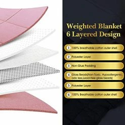 Alomidds Weighted Blanket Heavy Blanket Premium Cotton Material With Glass Beads (48"x72" 15LBS, Pink) -Electric Blankets Sales Store 51XfkoYV0vL