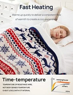Westinghouse Electric Blanket Heated Throw Blanket, Elk Flannel To Sherpa Heating Blanket, 6 Heating Levels & 2 To 10 Hours Heating Time Settings, 50"x60" -Electric Blankets Sales Store 51XrRaO81dL