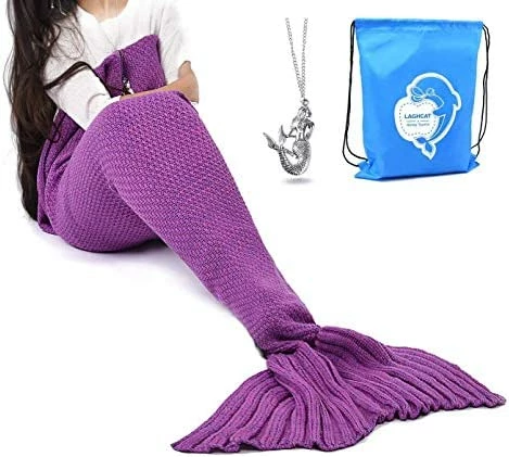 LAGHCAT Mermaid Tail Blanket Crochet Mermaid Blanket For Adult, Soft All Seasons Sleeping Blankets, Classic Pattern (71"x35.5", Blue) 16 LAGHCAT Mermaid Tail Blanket Crochet Mermaid Blanket For Adult, Soft All Seasons Sleeping Blankets, Classic Pattern (71"x35.5", Blue) - Image 14