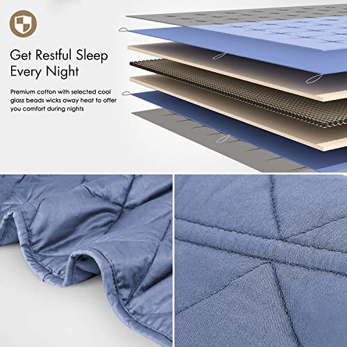 YOLIPULI Blue Weighted Blanket 15 Lbs For Kids And Adults, Heavy Blanket 48" X 72" For Twin Size Bed For One Person Use, Blue Navy Blue 4 YOLIPULI Blue Weighted Blanket 15 Lbs For Kids And Adults, Heavy Blanket 48" X 72" For Twin Size Bed For One Person Use, Blue Navy Blue - Image 2