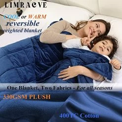 LIMRACVE Weighted Blanket 15 Pounds For Adult, Reversible Weighted Throw Blanket Queen/King Size（60"x80"', Heavy Blanket With Premium Glass Beads, Blanket For Sofa Bed, All Season Use, Navy -Electric Blankets Sales Store 51YFC29guqL
