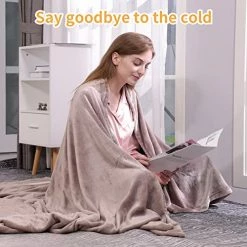 ISOPHO Electric Heated Blanket Throw Full Size 72''x84'' With 4 Heating Levels & 10 Hours Auto-Off, Soft Fleece Blanket With Fast Heating And Machine Washable, Home & Office Use（Brown） -Electric Blankets Sales Store 51YOZAWgU2L