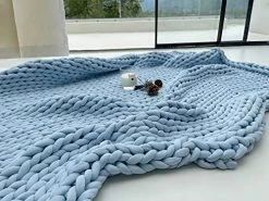 Maetoow Cooling Chunky Knit Weighted Blanket Throw, Handmade Cozy Blanket Couch, Bed, Home Decor, Heavy Soft Breathable Blanket, Twin Size For Adults (50''x60'', 10lbs, Light Blue) -Electric Blankets Sales Store 51Z6JQUrJ7L