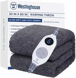 Westinghouse Electric Blanket Throw Size, Soft Plush Sherpa Heated Blanket With 6 Heating Levels & 2-10 Hours Auto-Off, Machine Washable, 50x60 Inches, Rust -Electric Blankets Sales Store 51ZbSjjjkLL. AC