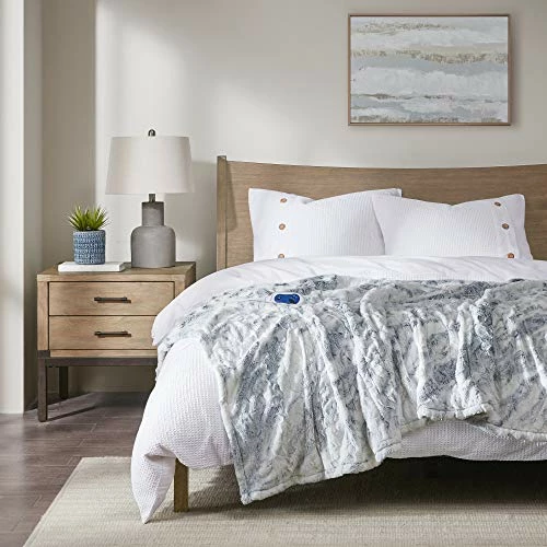 Beautyrest Zuri Reversible Faux Fur To Mink Electric Blanket, Auto Shut Off, Virtually Zero EMF, Multi Heat Setting, UL Certified, Machine Washable, Grey/Blue Throw 50x70 3 Beautyrest Zuri Reversible Faux Fur To Mink Electric Blanket, Auto Shut Off, Virtually Zero EMF, Multi Heat Setting, UL Certified, Machine Washable, Grey/Blue Throw 50x70