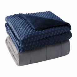 Yescool Weighted Blanket With Removable Cover, Weighted Blanket Queen Size 20lbs 60"x80"for Adults, Heavy Blanket With Minky Duvet Cover,Warm Cozy Thick Throw Blanket With Premium Glass Beads (Blue)