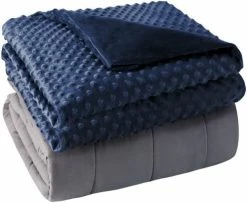 Yescool Weighted Blanket With Removable Cover, Weighted Blanket Queen Size 20lbs 60"x80"for Adults, Heavy Blanket With Minky Duvet Cover,Warm Cozy Thick Throw Blanket With Premium Glass Beads (Blue) -Electric Blankets Sales Store 51ZiUkqPQUL. AC 1