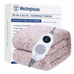 Westinghouse Electric Blanket Throw Size, Soft Plush Sherpa Heated Blanket With 6 Heating Levels & 2-10 Hours Auto-Off, Machine Washable, 50x60 Inches, Rust