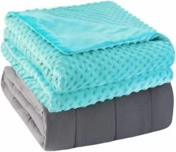Yescool Weighted Blanket With Removable Cover, Weighted Blanket Queen Size 20lbs 60"x80"for Adults, Heavy Blanket With Minky Duvet Cover,Warm Cozy Thick Throw Blanket With Premium Glass Beads (Blue) -Electric Blankets Sales Store 51aR2RpqyXL. AC