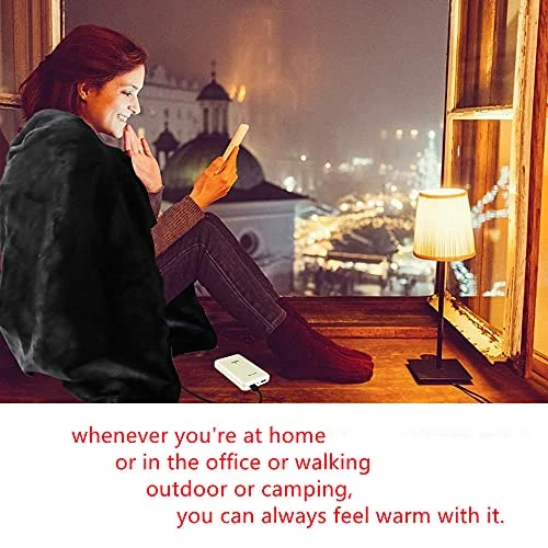 Z-YQL USB Heated Shawl Heated Blanket Plush Flannel Blanket With 3-Setting Heat Controller Cord For Car Office Home(100x65 Cm) (Black) 8 Z-YQL USB Heated Shawl Heated Blanket Plush Flannel Blanket With 3-Setting Heat Controller Cord For Car Office Home(100x65 Cm) (Black) - Image 6