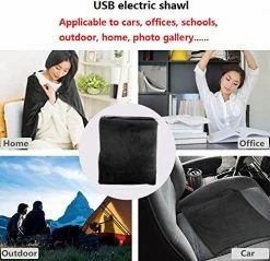 SEITG USB Electric Heating Blanket Heated Shawl 3 Heating Settings And 3 Hours Auto Off For Office Study Sitting Room Library Coffee Shop Plane And More (Black) -Electric Blankets Sales Store 51ai4wfihSL