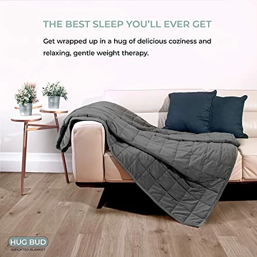 Hug Bud Weighted Blanket - 80" X 87" - 35-lbs - No Cover Required - Fits Queen/King Size Bed - For 180-230-lb Adult - Silky Minky Grey - Premium Glass Beads - Calming Stimulation Sensory Relaxation 6 Hug Bud Weighted Blanket - 80" X 87" - 35-lbs - No Cover Required - Fits Queen/King Size Bed - For 180-230-lb Adult - Silky Minky Grey - Premium Glass Beads - Calming Stimulation Sensory Relaxation - Image 4