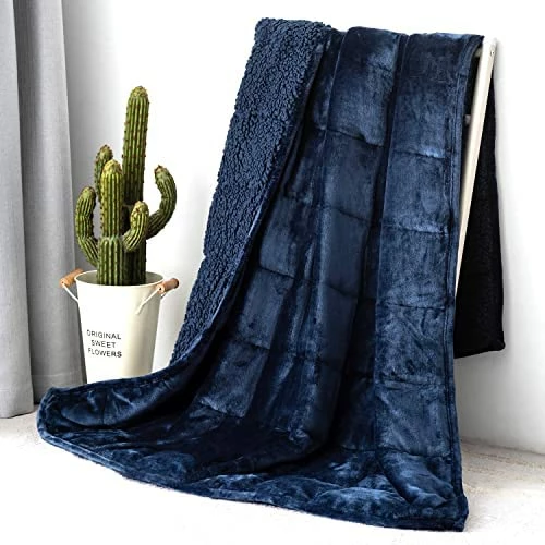 Topblan Sherpa Fleece Weighted Blanket 15lbs, Uniformed Color With Fuzzy Fleece And Shaggy Sherpa To Help With Better Sleep, 48x72 Inches, Grey 15 Topblan Sherpa Fleece Weighted Blanket 15lbs, Uniformed Color With Fuzzy Fleece And Shaggy Sherpa To Help With Better Sleep, 48x72 Inches, Grey - Image 13