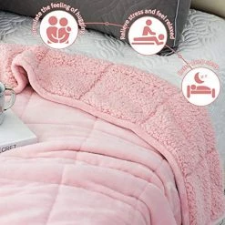 Sherpa Fleece Weighted Blanket 15lbs For Adult, Immtree Soft Flannel Shaggy Cozy Fuzzy Fluffy Heavy Hug Blanket, Dual Sided Sofa Bedding Bed Sofa Blanket For Better Sleep, 48 X 72 Inches, Pink -Electric Blankets Sales Store 51bgOdcE2yL